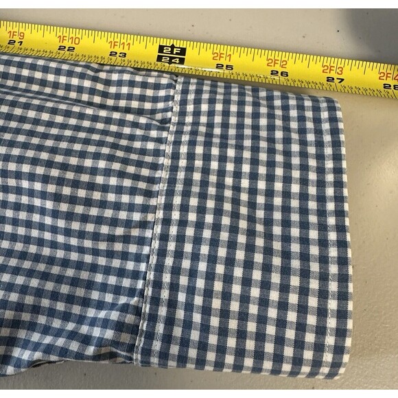 Tailored By J. Crew Shirt Slim Fit Men’s XL Blue Gingham Button Down Long Sleeve - Picture 8 of 13